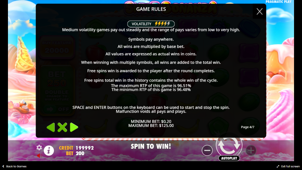 Game rules Sweet Bonanza