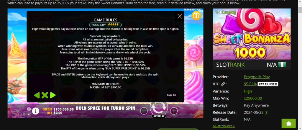 sweet bonanza 1000 game rules